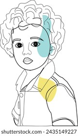 Boho Face Line Art Vector Stock Photo