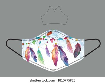 Boho face mask design 2 for Bohemian lovers