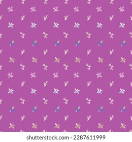 Boho fantasy flowers seamless pattern, folk floral texture pink colors