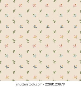 Boho fantasy flowers seamless pattern, folk floral texture