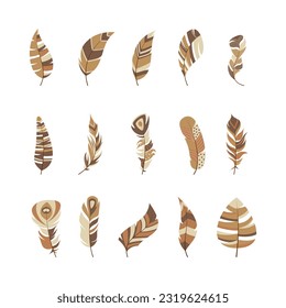 Boho Feather Flat Design Clipart.  Boho Feather design element for pattern, decoration, planner sticker, etc.