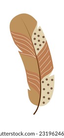 Boho Feather Flat Design Clipart.  Boho Feather design element for pattern, decoration, planner sticker, etc.