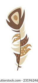 Boho Feather Flat Design Clipart.  Boho Feather design element for pattern, decoration, planner sticker, etc.