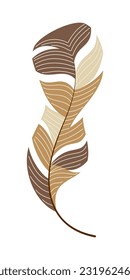 Boho Feather Flat Design Clipart.  Boho Feather design element for pattern, decoration, planner sticker, etc.