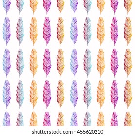 Boho feather modern stylish colorful seamless pattern