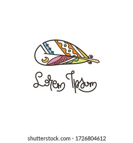 Boho feather, native symbol, natural, writer literary vector logo. Hipster vector emblem with fluffy plume illustration