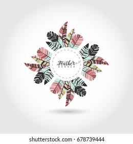 Boho Feathers Round Banner