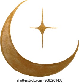 Boho flash tattoo design hand drawn art sun and crescent moon set. Antique style design vector isolated on white background