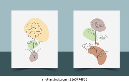 Boho floral art, Aesthetic Modern Art, Boho Decoration, Minimalist Art, Illustration, Vector, Poster, Postcard. Collection for decoration. The vectors are all isolated.