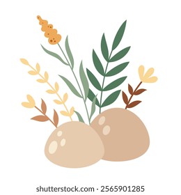 Boho Floral clipart, cute hand drawn seasonal object. Hand draw vector illustration in flat style	
