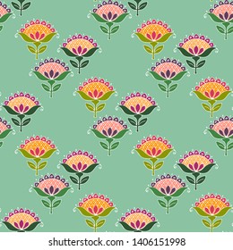 Boho Floral  Decorative Seamless Pattern