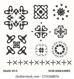 Boho floral design element clipart. Isolated decorative hand drawn flower doodle icon. Monochrome black and white line art.