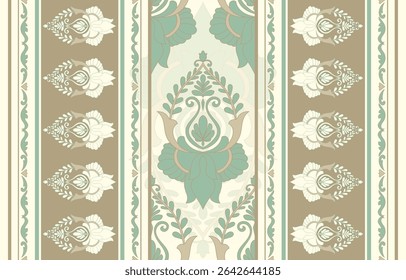 Boho Floral Embroidery Border, Ikat Pattern, Indian Ethnic Floral Pattern, Ikat Pattern, Indian Ethnic Pattern, Aztec Floral Embroidery Border