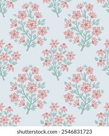 Boho Floral Pattern Floral Damask repeat pattern block print vector file