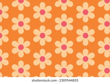 Boho floral pattern inspired by daisies and colors from the 70's styles.