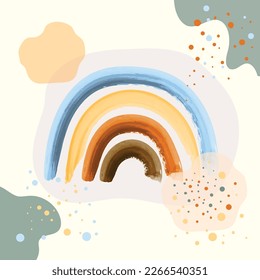 Boho floral rainbow elements in modern abstract boho style vector illustration