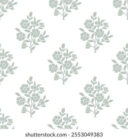 Boho Floral repeat pattern, Floral Block print , Flower damask, floral vector file, Floral ogee pattern