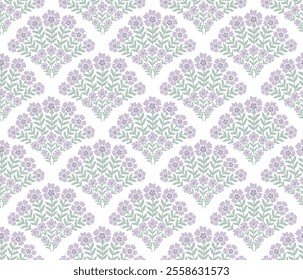 Boho Floral repeat pattern, Floral Block print , Flower damask, floral vector file, Floral scallop pattern