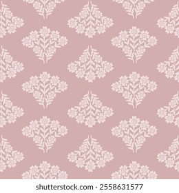 Boho Floral repeat pattern, Floral Block print , Flower damask, floral vector file, Floral scallop pattern