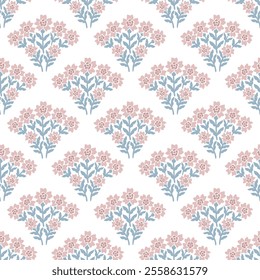Boho Floral repeat pattern, Floral Block print , Flower damask, floral vector file, Floral scallop pattern