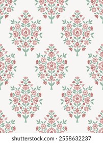 Boho Floral repeat pattern, Floral Block print , Flower damask, floral vector file, Floral ogee pattern