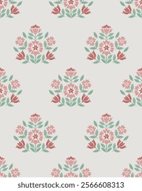 Boho Floral repeat pattern, Floral Block print , Flower damask, floral vector file, Floral ogee pattern, damask pattern, medallion print