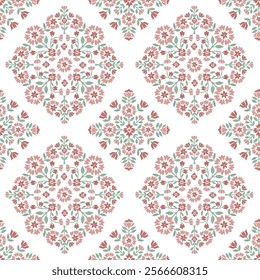 Boho Floral repeat pattern, Floral Block print , Flower damask, floral vector file, Floral ogee pattern, damask pattern, medallion print