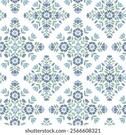 Boho Floral repeat pattern, Floral Block print , Flower damask, floral vector file, Floral ogee pattern, damask pattern, medallion print