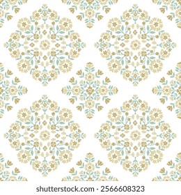 Boho Floral repeat pattern, Floral Block print , Flower damask, floral vector file, Floral ogee pattern, damask pattern, medallion print