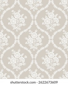 Boho Floral repeat pattern, Block print , Flower damask, floral vector file, ogee pattern, global print, seamless floral