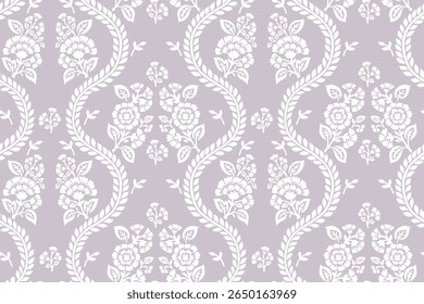 Boho Floral padrão de repetição, Bloco imprimir, Damasco de flor, arquivo de vetor floral, padrão de ogee, impressão global, floral sem costura, flor de listras