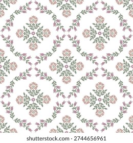 Boho Floral repeat pattern, Block print , Flower damask, floral vector file, ogee pattern, global print, seamless floral