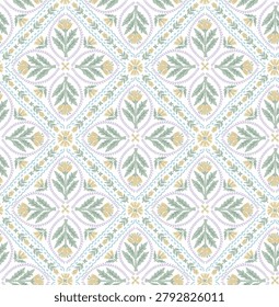 Boho Floral repeat pattern, Block print , Flower damask, floral vector file, ogee pattern, global print, seamless floral