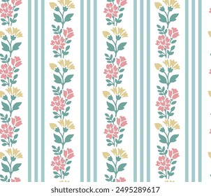 boho floral stripe floral repeat pattern vector file small flower