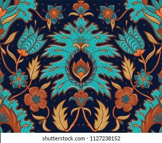 Boho Floral Tile - Turquoise and Ochre