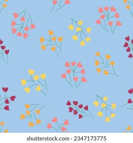 Boho Floral vintage seamless pattern. Hippie flower power retro textile print. Groovy botanical wallpaper