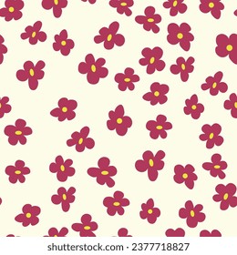 Boho Floral vintage seamless pattern. Hippie flower power retro textile print. Groovy botanical wallpaper