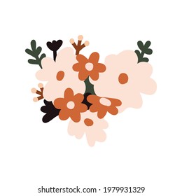 Boho flower arrangements garden boho hand draw style vector illustration design