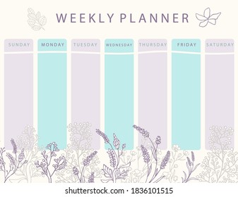 Boho flower calendar planner with rose,lavender.Can use for printable,scrapbook,diary