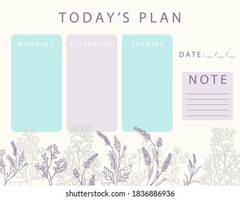 Boho flower calendar planner with rose,lavender.Can use for printable,scrapbook,diary