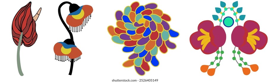 Boho flower, colorful modern, vintage