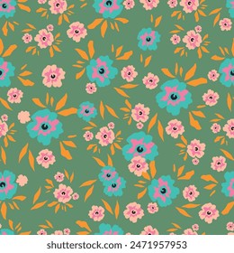 Boho flower illustration bohemian floral seamless pattern