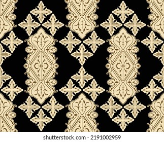 Boho Flower Pattern .Vector Seamless Pattern With Hand Drawn Henna Mehndi Floral Elements. Beautiful Endless Background In Oriental Pakistani Style.