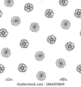  boho flowers pattern seamless. Seamless background folk flower banner. mandalas pattern seamless on white background. Seamless Mandalas Pattern black and white pattern for fabric, web banner, print