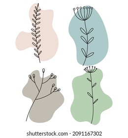 Boho Flowers Shapes Color Pallet Vector Illustration Splash Abstract Object
