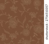 boho folk Jacobean flowers seamless pattern background, print, pattern, greeting card, banners, web, wrapping paper, fashion, fabric, textile, wallpaper, cover