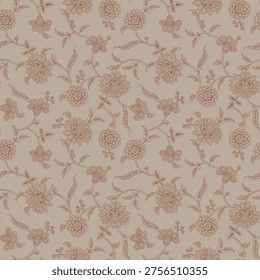 boho folk Jacobean flowers seamless pattern background, print, pattern, greeting card, banners, web, wrapping paper, fashion, fabric, textile, wallpaper, cover