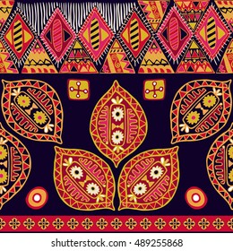 Boho folk Navajo frames. Tribal colorful design. Geometric background