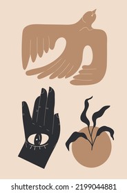 Boho folk poster with abstract shapes