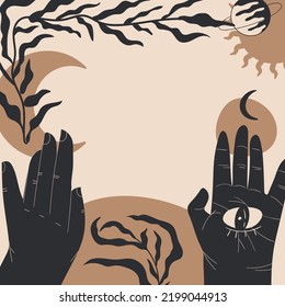 Afiche folclórico boho con formas abstractas